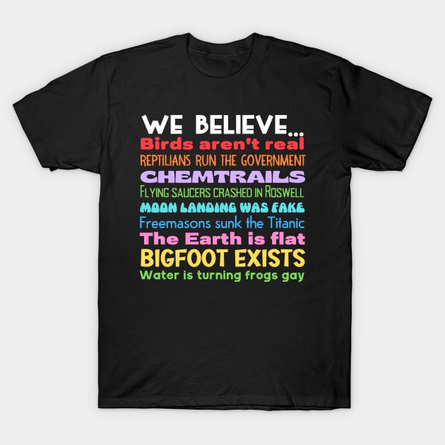 We Believe Conspiracies T-Shirt by Slightly Unhinged